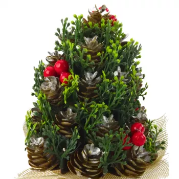LEAN Künstliche Dekorative Weihnachtsbaumzapfen Rote Vogelbeeren Dekoration 17x10cm