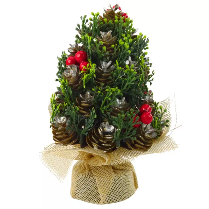 LEAN Künstliche Dekorative Weihnachtsbaumzapfen Rote Vogelbeeren Dekoration 17x10cm