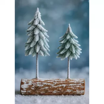LEAN Weihnachtsbaum-Komposition Dekoration auf Stamm mit Schnee bedeckt 34 x 28 cm