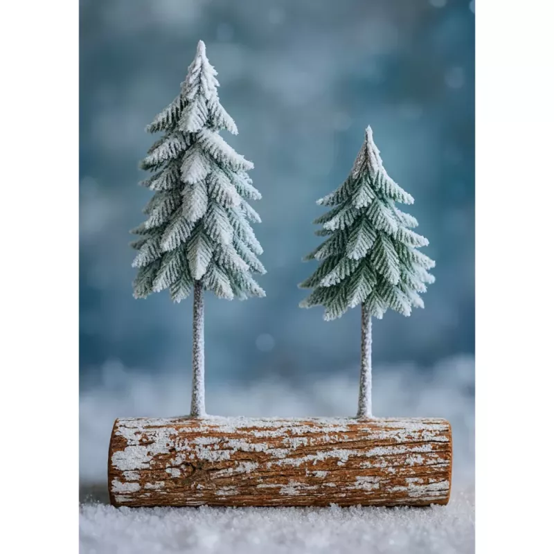 LEAN Weihnachtsbaum-Komposition Dekoration auf Stamm mit Schnee bedeckt 34 x 28 cm
