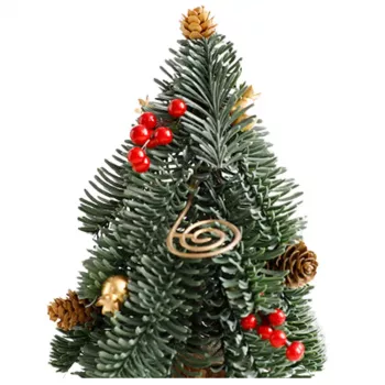 LEAN Dekorativer Weihnachtsbaum auf Stamm mit roten Vogelbeeren 26 x 12 cm