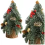 LEAN Dekorativer Weihnachtsbaum auf Stamm mit roten Vogelbeeren 26 x 12 cm