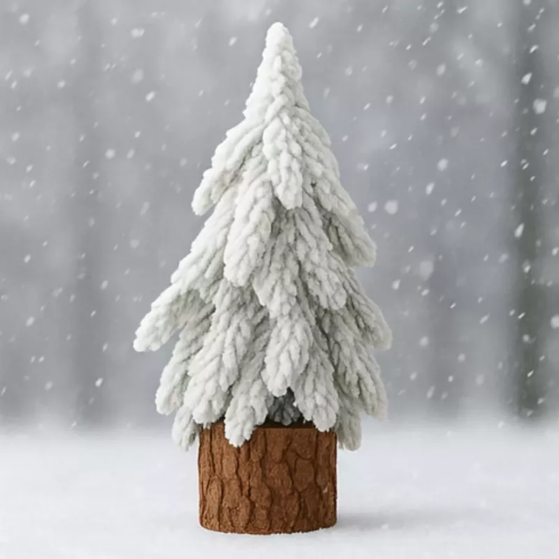 LEAN Dekorativer künstlicher Weihnachtsbaum auf schneebedecktem Stamm 20 x 9 cm