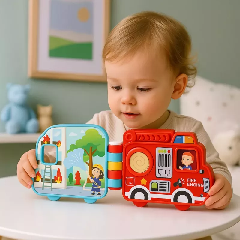 LEAN TOYS Interaktives Lernbuch Fahrzeuge Lichter Geräusche Bewegungselemente