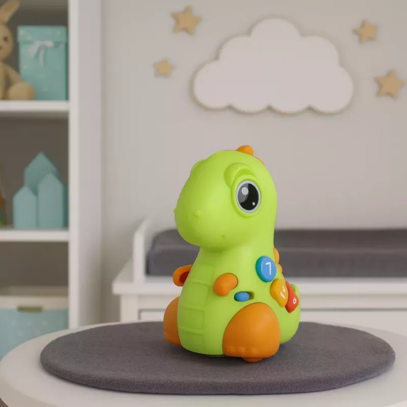 LEAN TOYS Interaktives Spielzeug für Kleinkinder Dinosaurier auf Rädern mit Licht und Sound