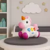 LEAN TOYS Interaktives Spielzeug für Kleinkinder Einhorn auf Rädern Licht und Sound
