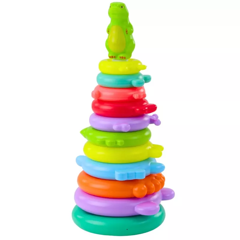 LEAN TOYS Lern-Pyramidenpuzzle Dinosaurier-Figuren-Aufkleber 12 Stufen