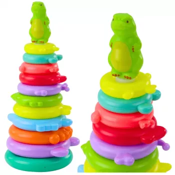 LEAN TOYS Lern-Pyramidenpuzzle Dinosaurier-Figuren-Aufkleber 12 Stufen