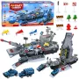 LEAN TOYS Militär-Set Flugzeugträger Militärbasis Kampfflugzeuge Fahrzeuge Licht Sound