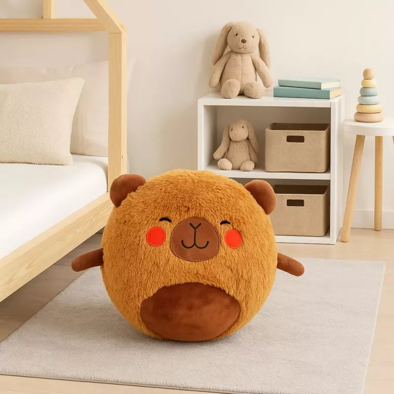 LEAN TOYS Hüpfball wachsendes Plüsch-Capybara Braun Pumpe 50 cm