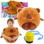 LEAN TOYS Hüpfball wachsendes Plüsch-Capybara Braun Pumpe 50 cm
