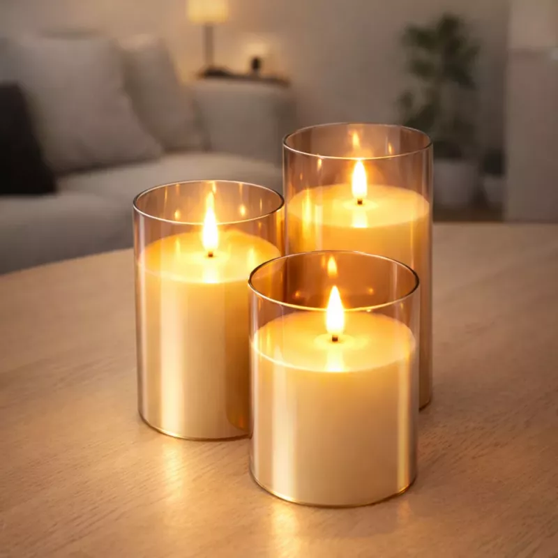 LEAN Set LED-Elektrokerzen mit Fernbedienung, Warmweiß, 3 Stk.