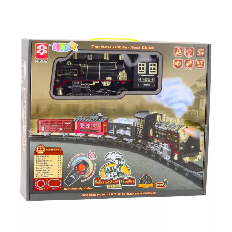 LEAN TOYS Ferngesteuerte Lokomotive RC Lichter Geräusche Rauch 22 Teile