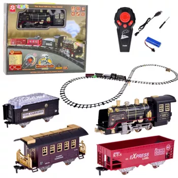 LEAN TOYS Ferngesteuerte Lokomotive RC Lichter Geräusche Rauch 22 Teile