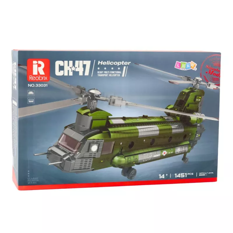 LEAN TOYS Bausteine-Set Militärhubschrauber CH-47 Chinook 1451 Teile