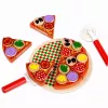 LEAN TOYS Holz-Pizza-Schneideset mit Klettrad und Schneidebrett