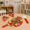LEAN TOYS Holz-Pizza-Schneideset mit Klettrad und Schneidebrett