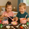 LEAN TOYS Küchenset Töpfe Kochzubehör Essen Pink 32-teilig