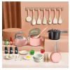 LEAN TOYS Küchenset Töpfe Kochzubehör Essen Pink 32-teilig