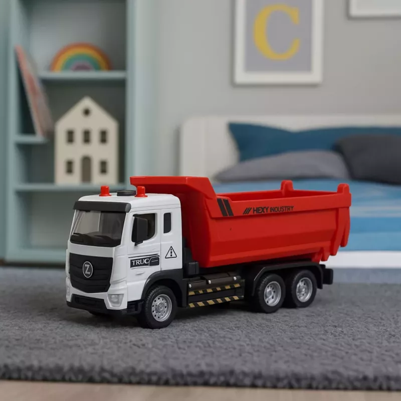 LEAN TOYS Truck Kipper mit Metallkabine, beweglicher Mulde, Lichtern und Geräuschen