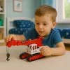 LEAN TOYS Raupenkran mit drehbarer Kabine, Licht, Sound, Metallhaken - RC-Baufahrzeug im Maßstab 1:14