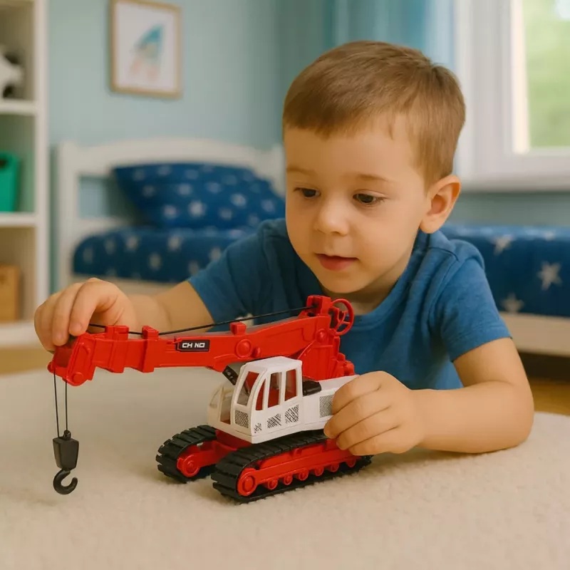 LEAN TOYS Raupenkran mit drehbarer Kabine, Licht, Sound, Metallhaken - RC-Baufahrzeug im Maßstab 1:14