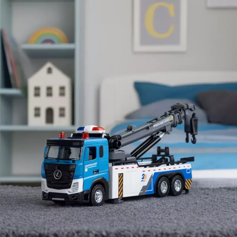 LEAN TOYS Fahrzeug-Boom-Truck Abschleppwagen Metallkabine Lichter Geräusche