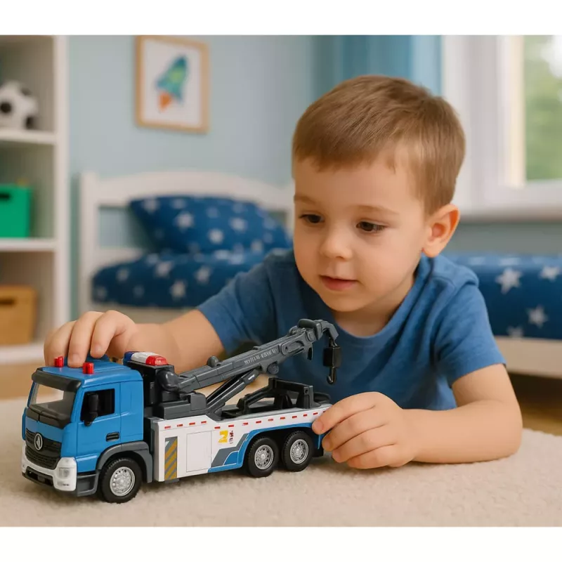 LEAN TOYS Fahrzeug-Boom-Truck Abschleppwagen Metallkabine Lichter Geräusche