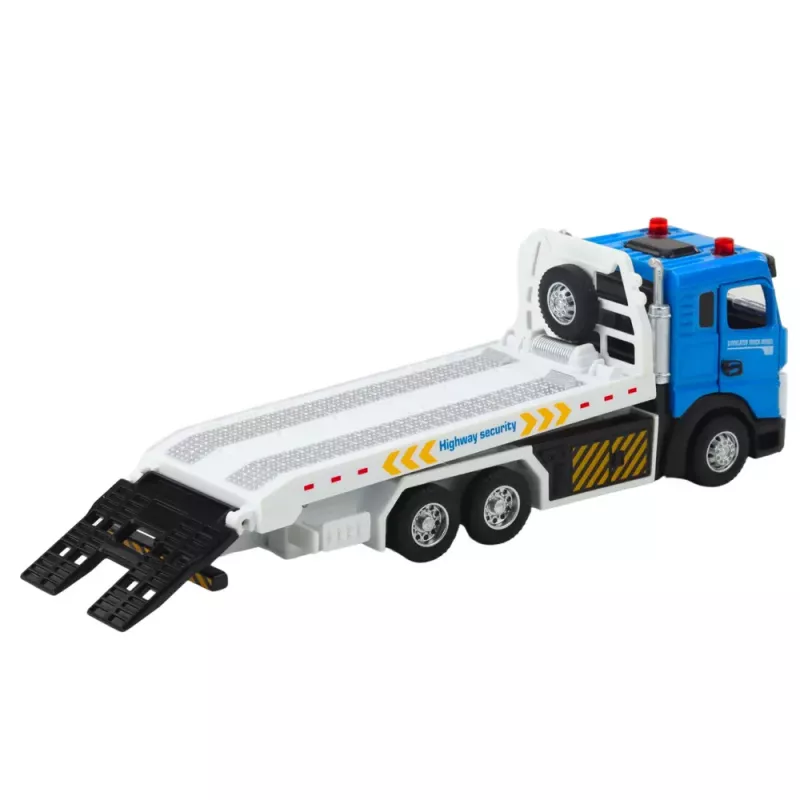 LEAN TOYS Transport-LKW Abschleppwagen mit beweglicher Plattform, Lichtern und Geräuschen