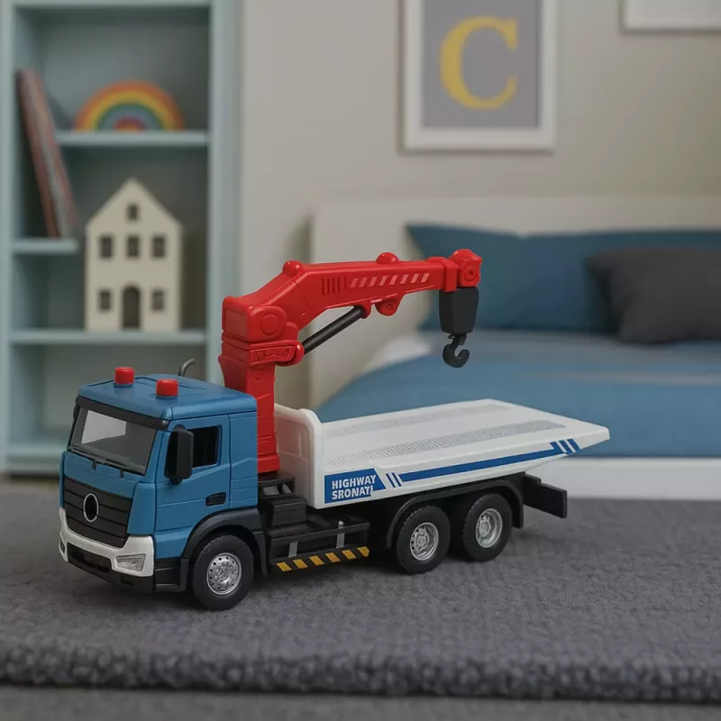 LEAN TOYS Abschleppwagen mit Metallkabine, Lichtern und Geräuschen