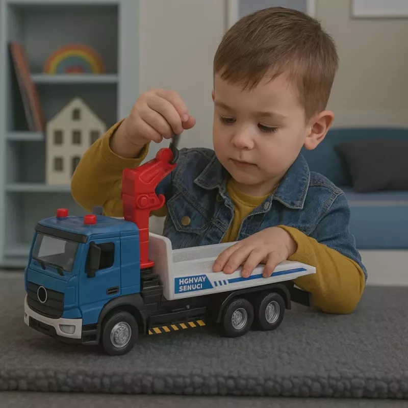 LEAN TOYS Abschleppwagen mit Metallkabine, Lichtern und Geräuschen