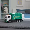 LEAN TOYS Müllwagen für Kinder, Metallkabine, Mülltonne, Lichter, Geräusche, Grün