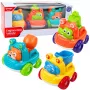 LEAN TOYS Set Baustellenfahrzeuge mit Tieren für Kleinkinder Bunt 3 Stk.