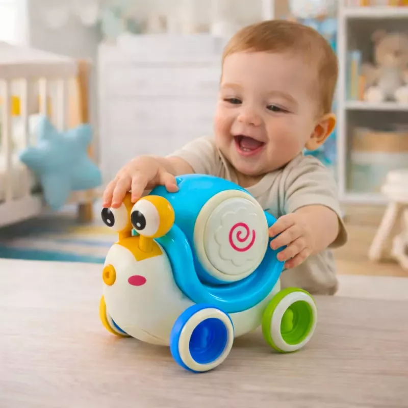 LEAN TOYS Interaktive Schnecken-Trommel zum Reiten, musikalisch, pädagogisch, blau