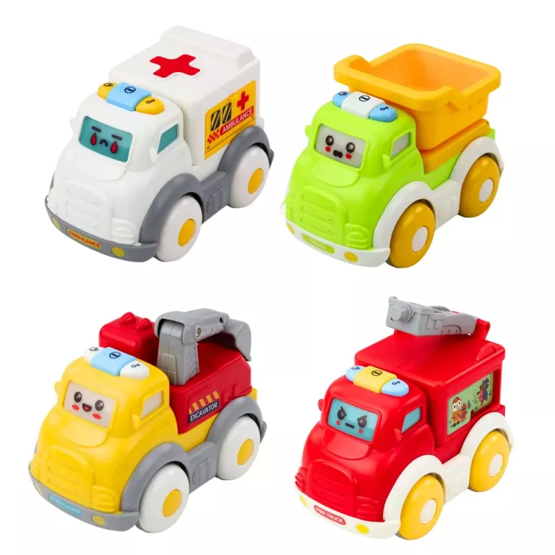 LEAN TOYS City Car Set für Kleinkinder, Antrieb, Bewegungselemente, Lichter, Geräusche