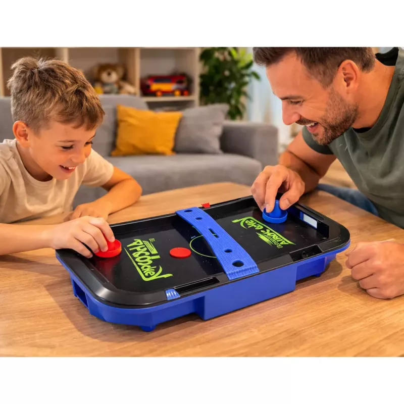 LEAN TOYS Air Hockey Tisch Geschicklichkeitsspiel für Kinder Pucks 43x26 cm
