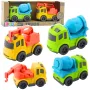 LEAN TOYS Baufahrzeug-Set: Autos, Betonmischer, LKW mit Haken, BIOPlastic
