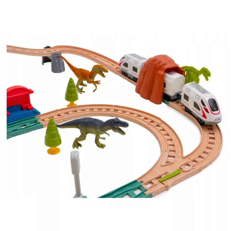 LEAN TOYS Dinosaur Park Elektrischer Zug mit Lichtern und Geräuschen 76 cm