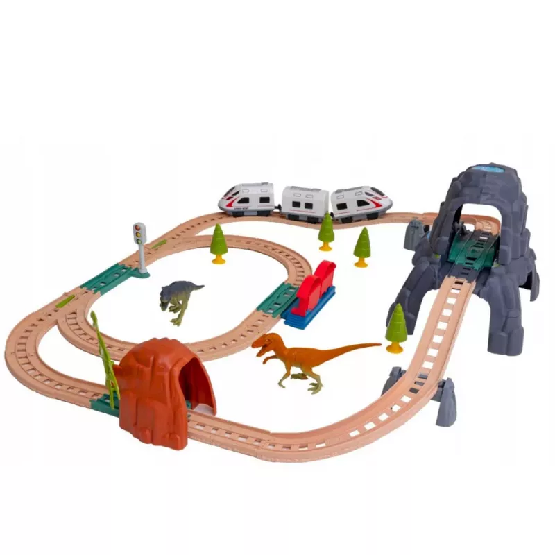 LEAN TOYS Dinosaur Park Elektrischer Zug mit Lichtern und Geräuschen 76 cm