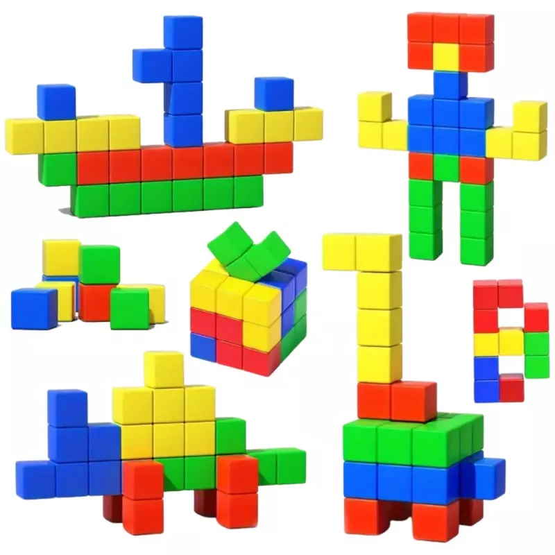 LEAN TOYS Set Magnetbausteine für Kinder Buntes Puzzle 32 Stk.