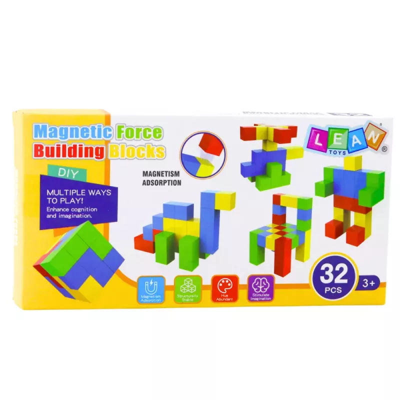 LEAN TOYS Set Magnetbausteine für Kinder Buntes Puzzle 32 Stk.