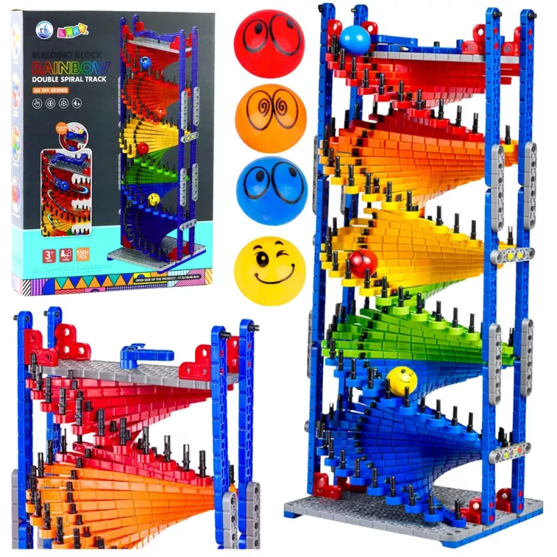 LEAN TOYS Pädagogische Bausteine Kugelbahn Bunt 550 Teile