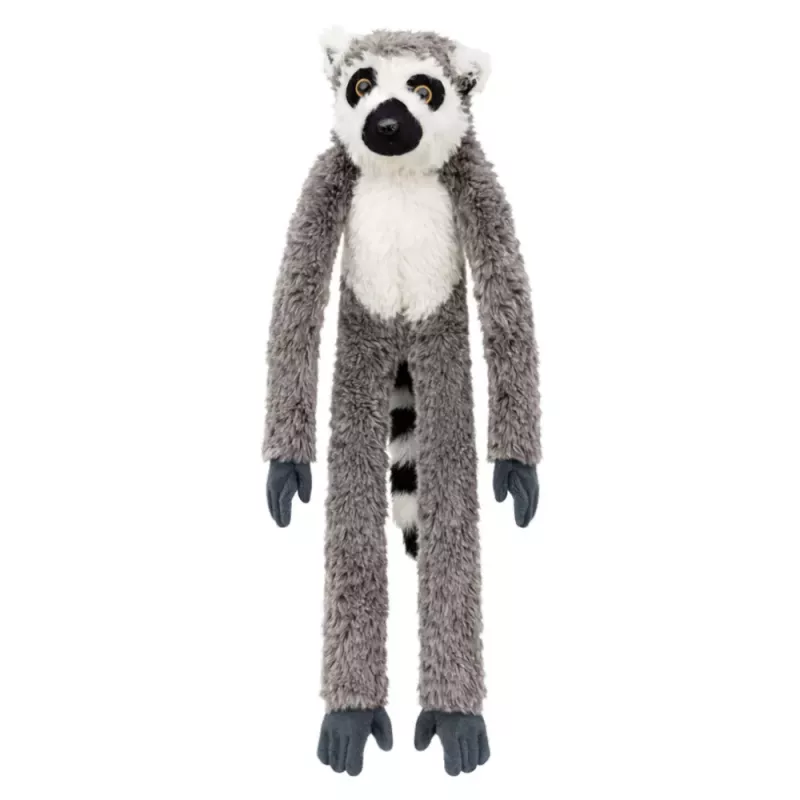 LEAN TOYS Plüsch-Lemur Kuscheltier mit Klettverschluss zum Aufhängen Grau 35cm