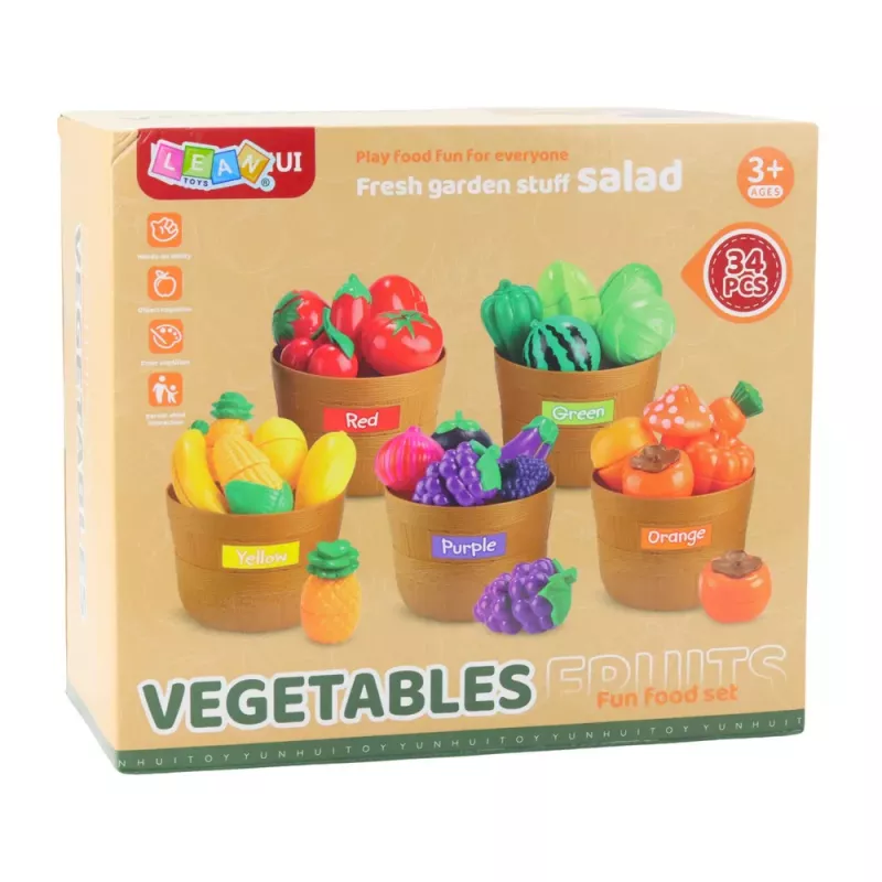LEAN TOYS Obst- und Gemüse-Sortierset zum Schneiden, 34 Teile