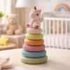 LEAN TOYS Soft Sensory Pyramid Unicorn Rubber ECO Colorful