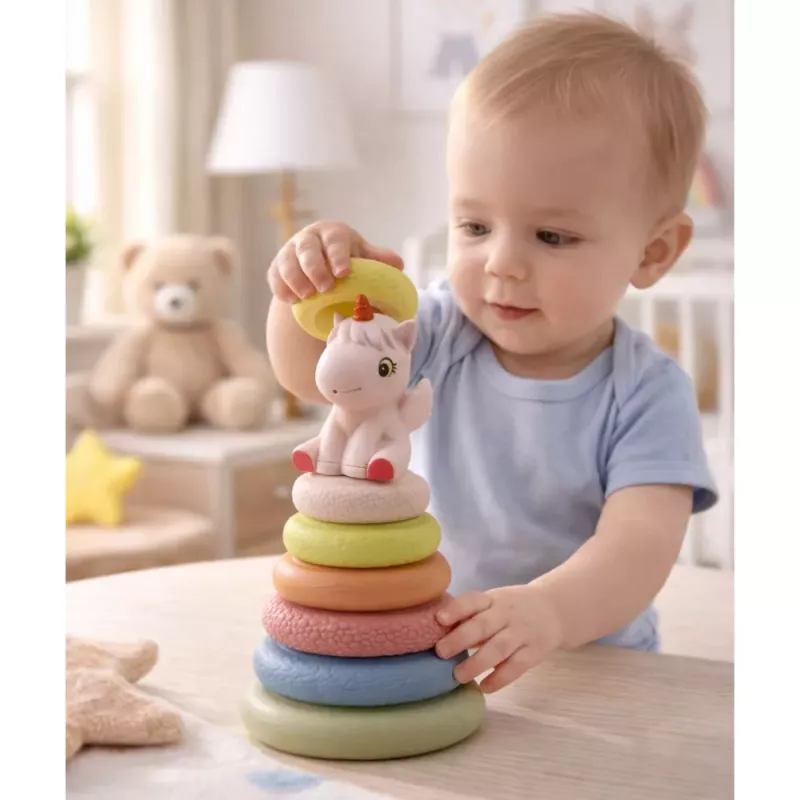 LEAN TOYS Soft Sensory Pyramid Unicorn Rubber ECO Colorful