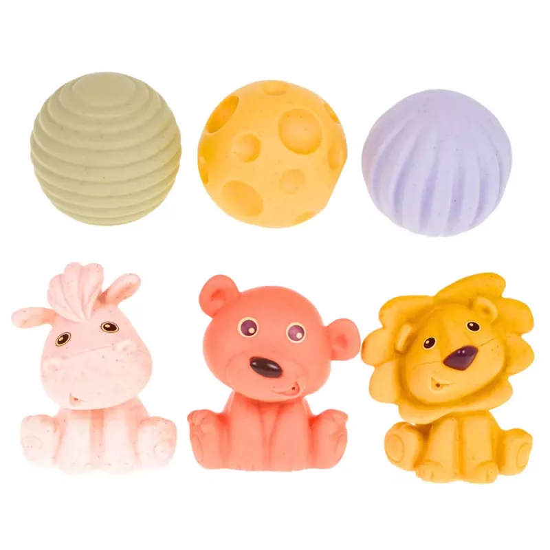 LEAN TOYS Set of Soft Sensory Educational ECO Blocks Rubber Animals 18 pcs.