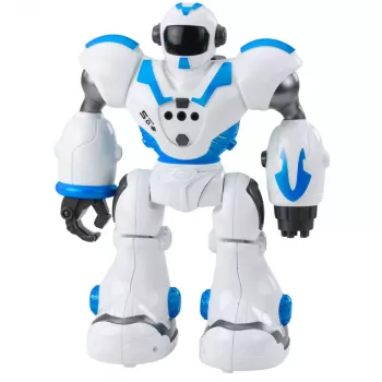 LEAN TOYS Interaktiver ferngesteuerter Roboter RC 16 Funktionen Lichter Geräusche Blau
