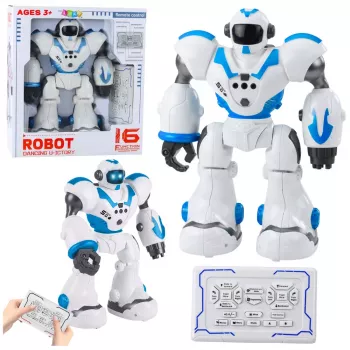 LEAN TOYS Interaktiver ferngesteuerter Roboter RC 16 Funktionen Lichter Geräusche Blau