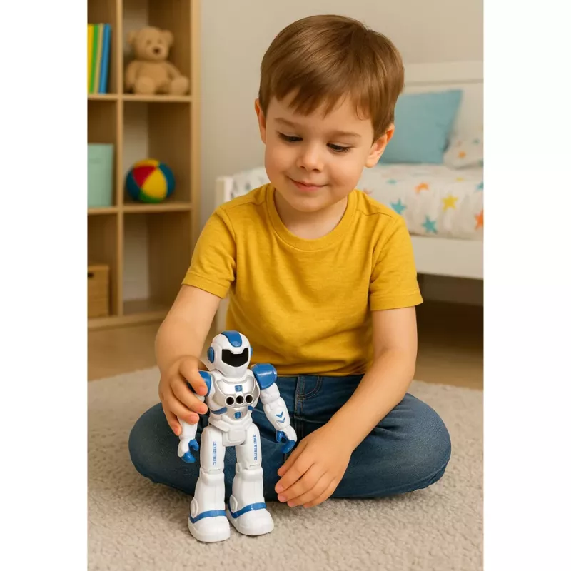 LEAN TOYS Fernbedienung Lernroboter RC Sprechend Tanzend Lichter Geräusche Blau